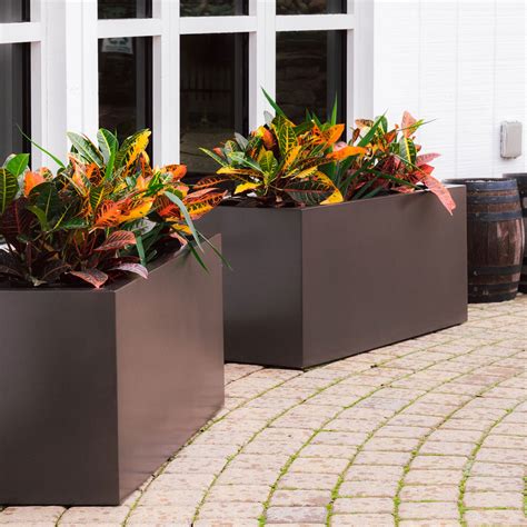 metallic long box planter|extra large planter boxes outdoor.